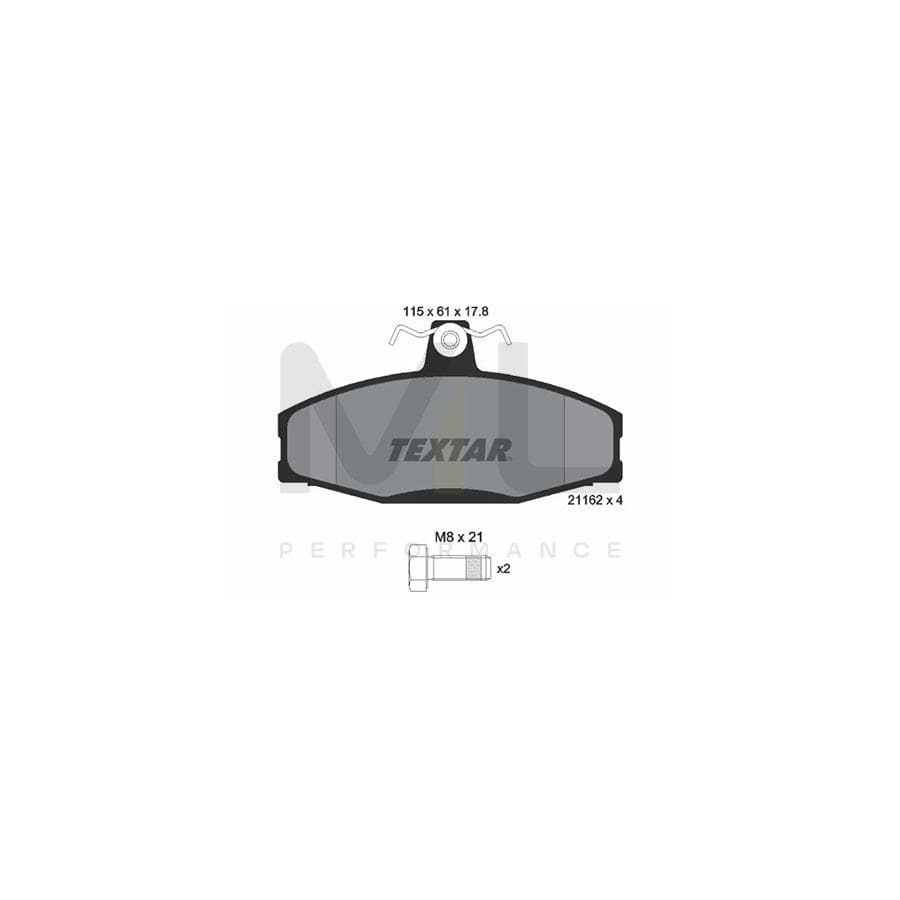 TEXTAR 2166201 Brake pad set not prepared for wear indicator, with brake caliper screws