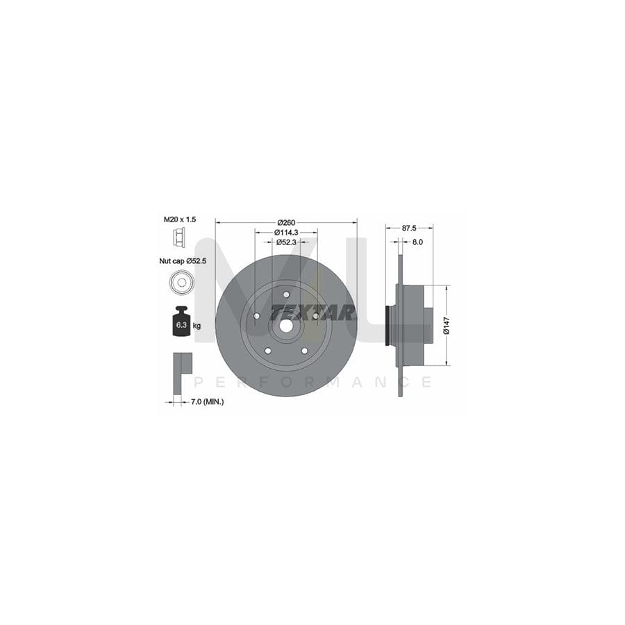 TEXTAR 92295203 Brake Disc for RENAULT MEGANE PRO, Solid, Coated, with ABS sensor ring, with wheel bearing  - 1 piece