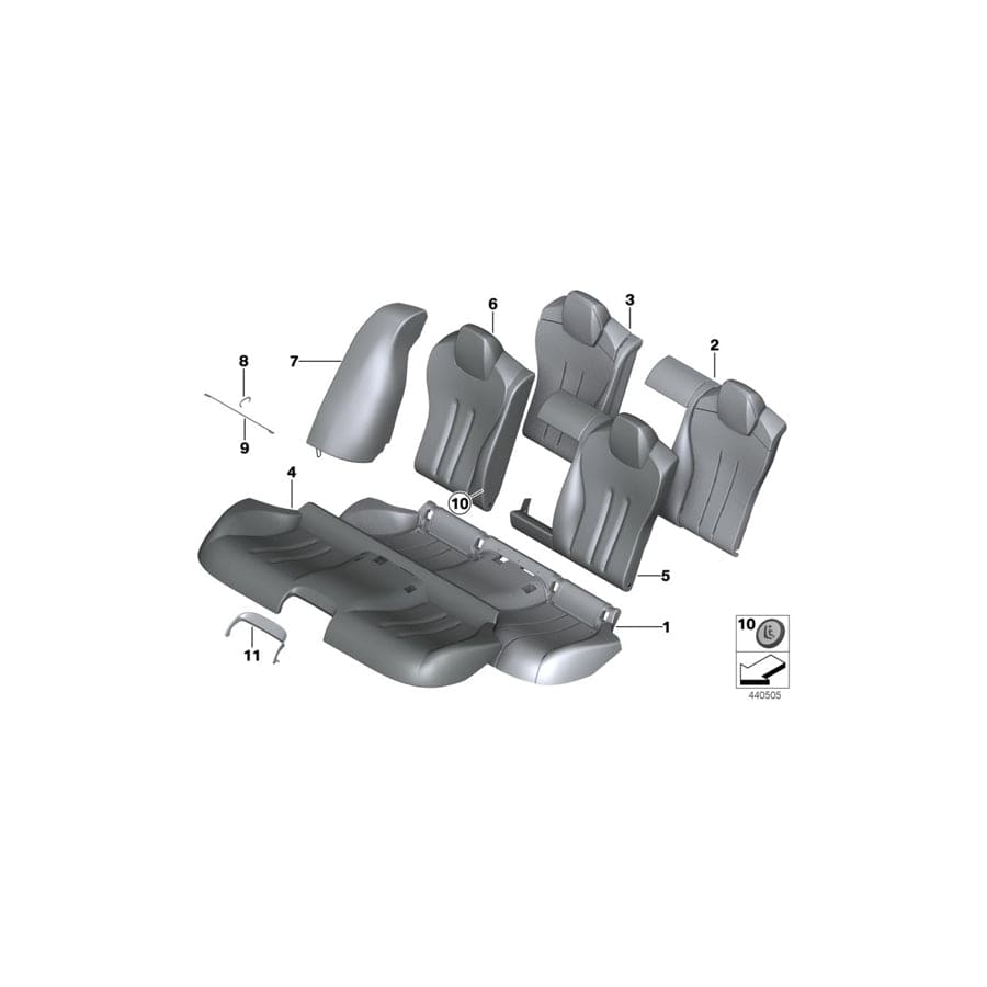 Genuine BMW 52208065645 F06 Upholstery, Seat Rear Perforated Leather LKDA,X3DA ORANG (Inc. M6)