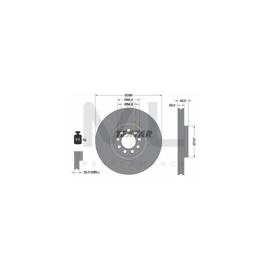 TEXTAR 92155700 Brake Disc for IVECO Daily Internally Vented, without wheel hub, without wheel studs  - 1 piece
