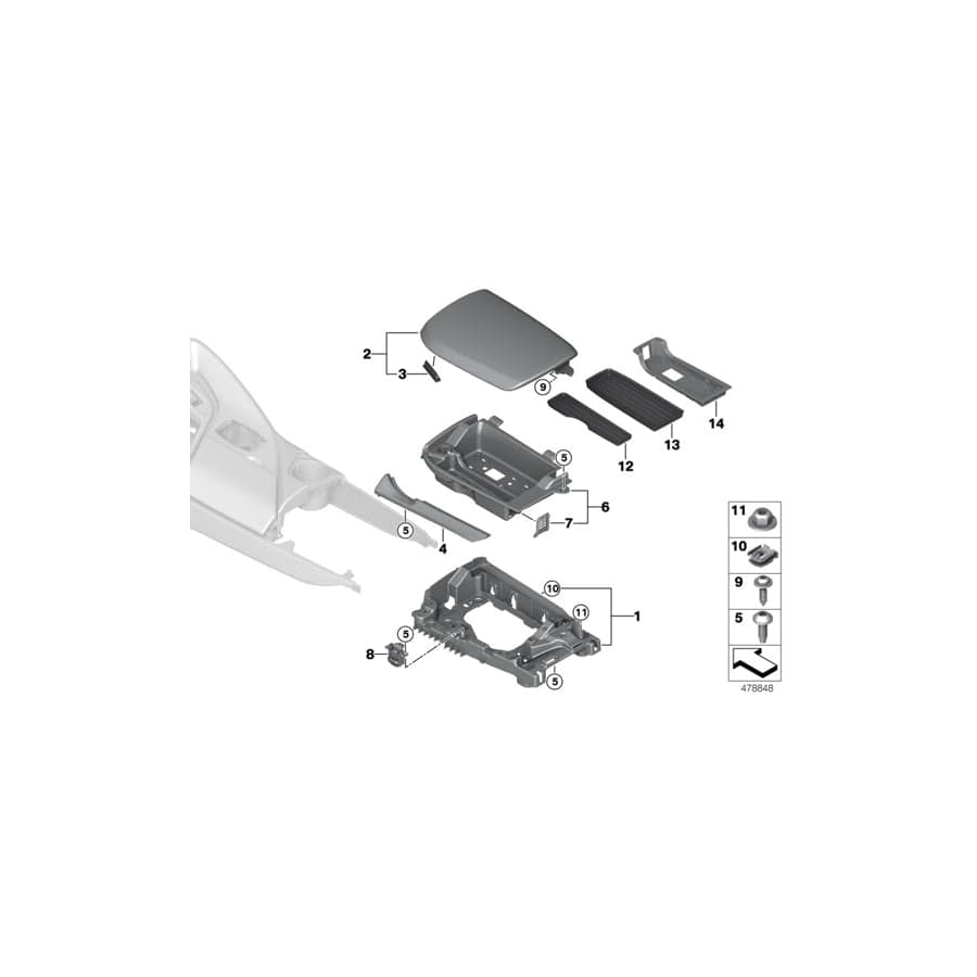 Genuine BMW 51169309373 I15 Cover, Centre Arm Rest, Leather AMIDO (Inc. i8)