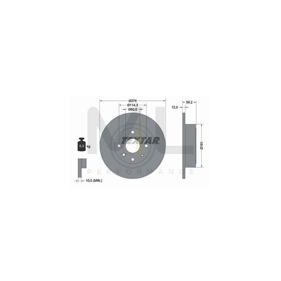 TEXTAR PRO 92225103 Brake Disc Solid, Coated, without wheel hub, without wheel studs  - 1 piece