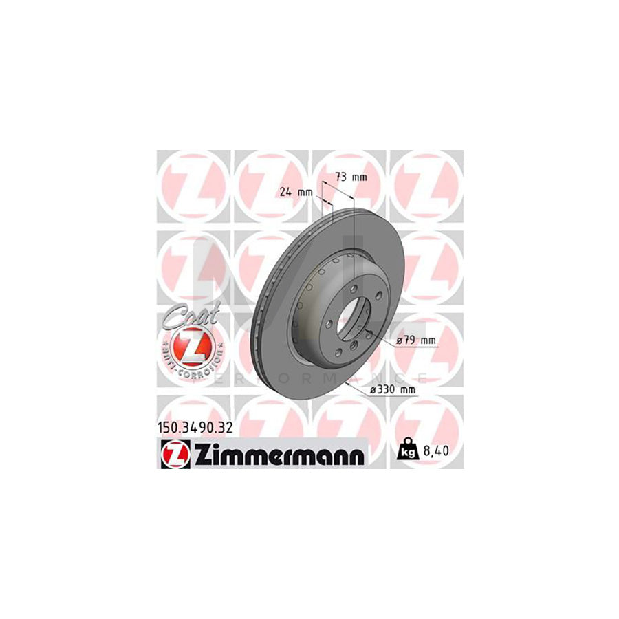 ZIMMERMANN FORMULA F COAT Z 150.3490.32 Brake Disc for BMW Z4 Roadster (E89) Internally Vented, Two-piece brake disc, Coated, High-carbon  - 1 piece