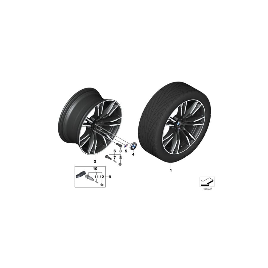 Genuine BMW 36117857078 F90 Disc Wheel Light Alloy Jet Bl.Sol.Paint 10,5JX20 ET28 (Inc. M5)