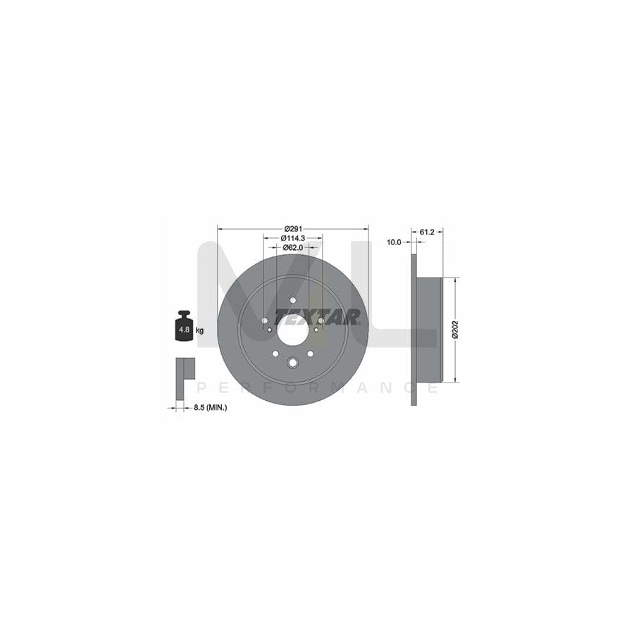 TEXTAR PRO 92179803 Brake Disc Solid, Coated, without wheel hub, without wheel studs  - 1 piece
