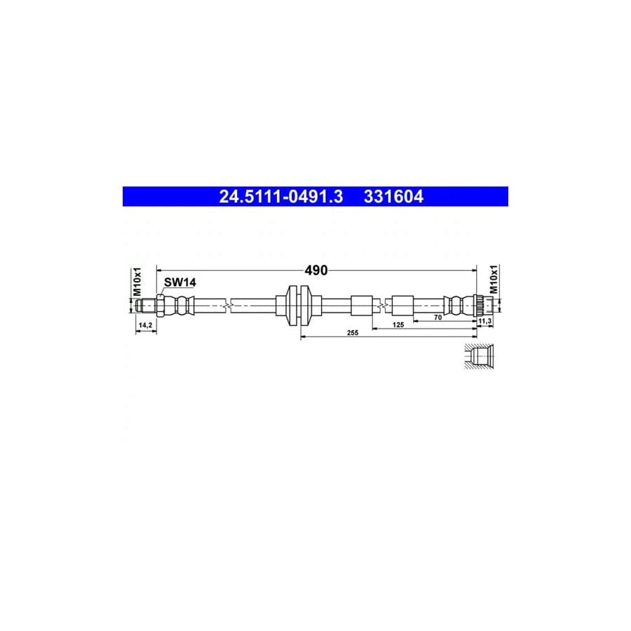 ATE 24.5111-0491.3 Brake Hose Suitable for Mercedes-Benz Citan