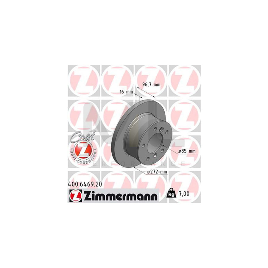 ZIMMERMANN COAT Z 400.6469.20 Brake Disc Solid, Coated, High-carbon  - 1 piece