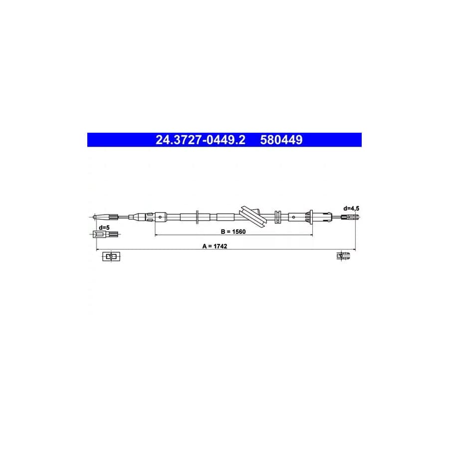 ATE 24.3727-0449.2 Hand Brake Cable