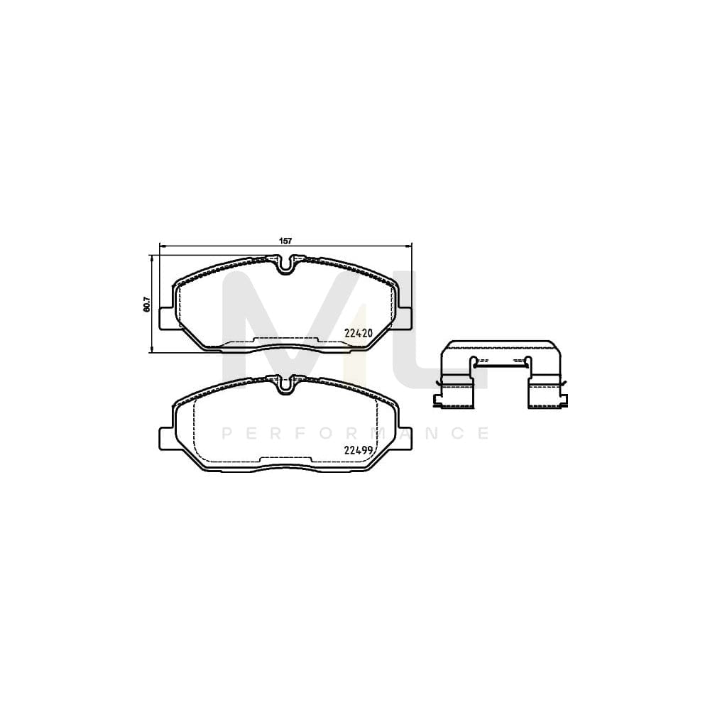 Hella 8DB 355 025-231 Brake Pad Set For Hyundai H350 Prepared For Wear Indicator, With Accessories | ML Performance Car Parts