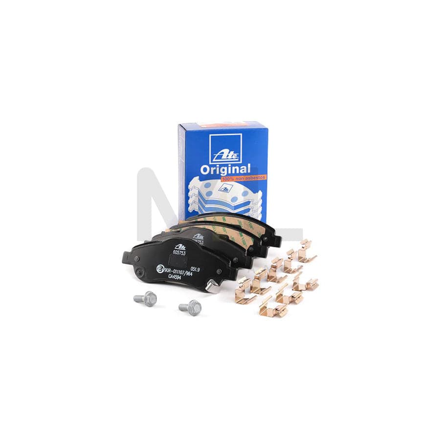 ATE 13.0460-5753.2 Brake pad set for HONDA CR-V with acoustic wear warning, with brake caliper screws, with accessories
