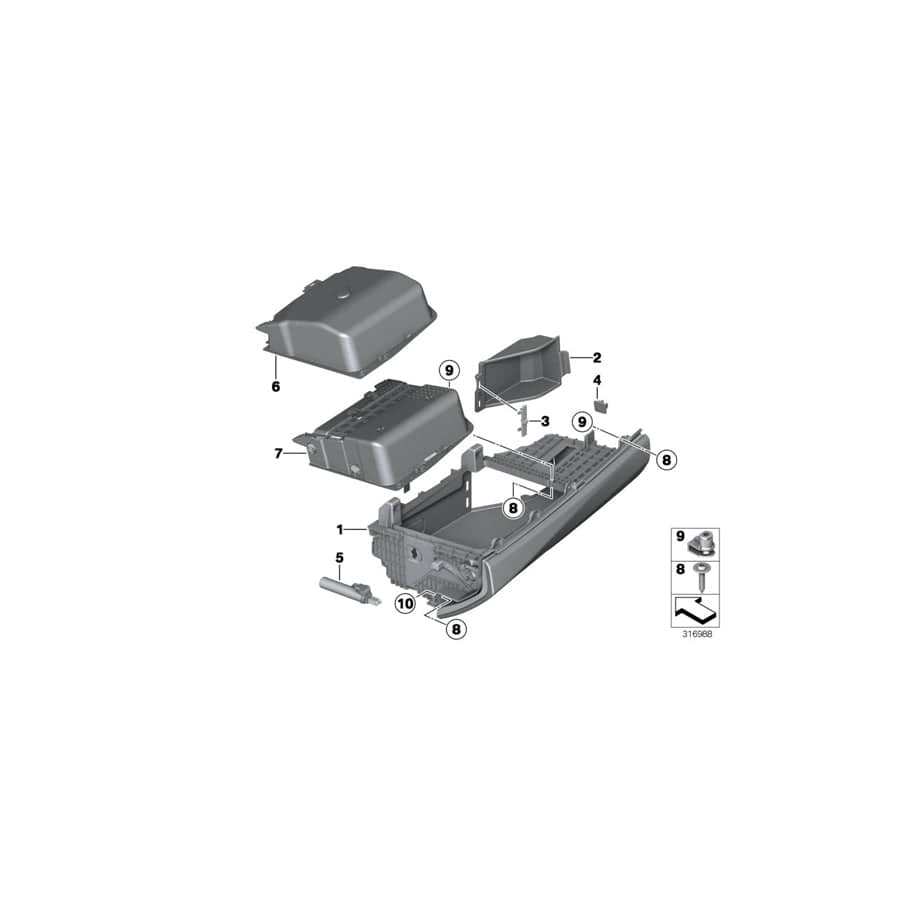 Genuine BMW 51169298000 F10 F11 Glove Box MOKKA (Inc. 550i, 520dX & 535dX)