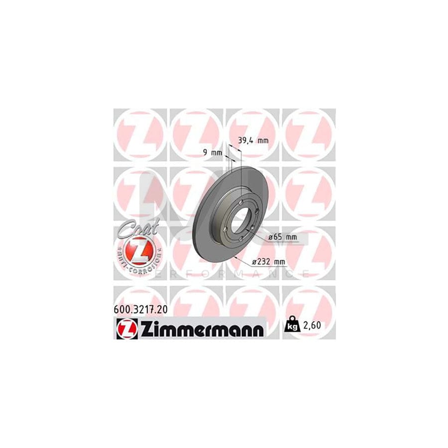 ZIMMERMANN COAT Z 600.3217.20 Brake Disc Solid, Coated  - 1 piece