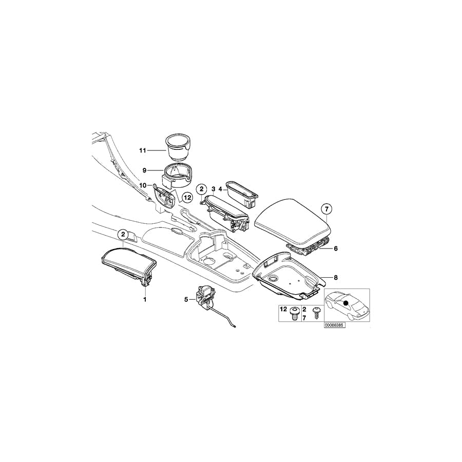 Genuine BMW 51168262723 E52 Center Console Cubby, Left P1SP SPORTROT (Inc. Alpina V8 & Z8)