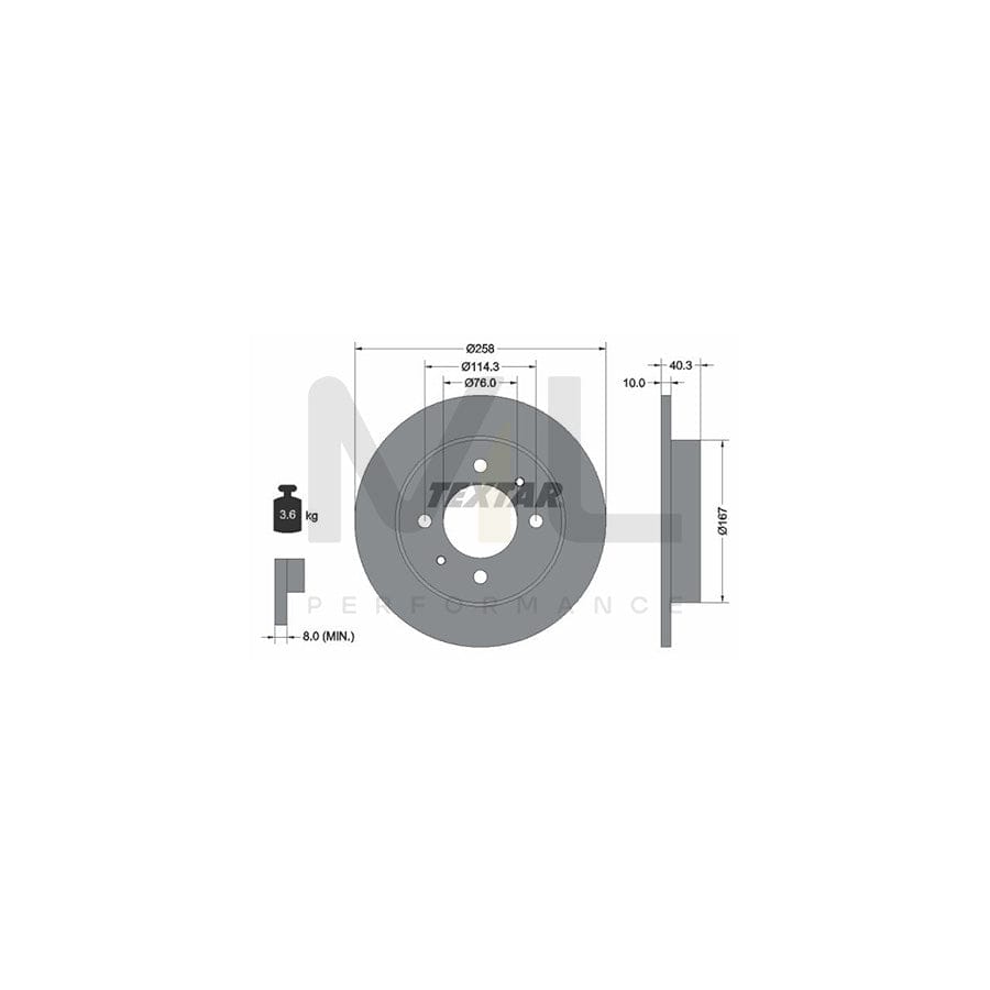 TEXTAR 92117100 Brake Disc Solid, without wheel hub, without wheel studs  - 1 piece