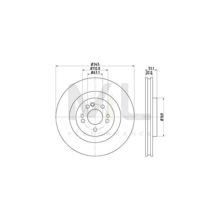HELLA PRO 8DD 355 107-221 Brake Disc suitable for MERCEDES-BENZ ML-Class (W163) Internally Vented, Coated, without wheel hub, without wheel studs | ML Performance Car Parts