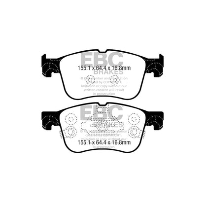 EBC PD03KF1647 Ford Focus Yellowstuff Front Brake Pad & Plain Disc Kit - ATE Caliper 2 | ML Performance UK Car Parts