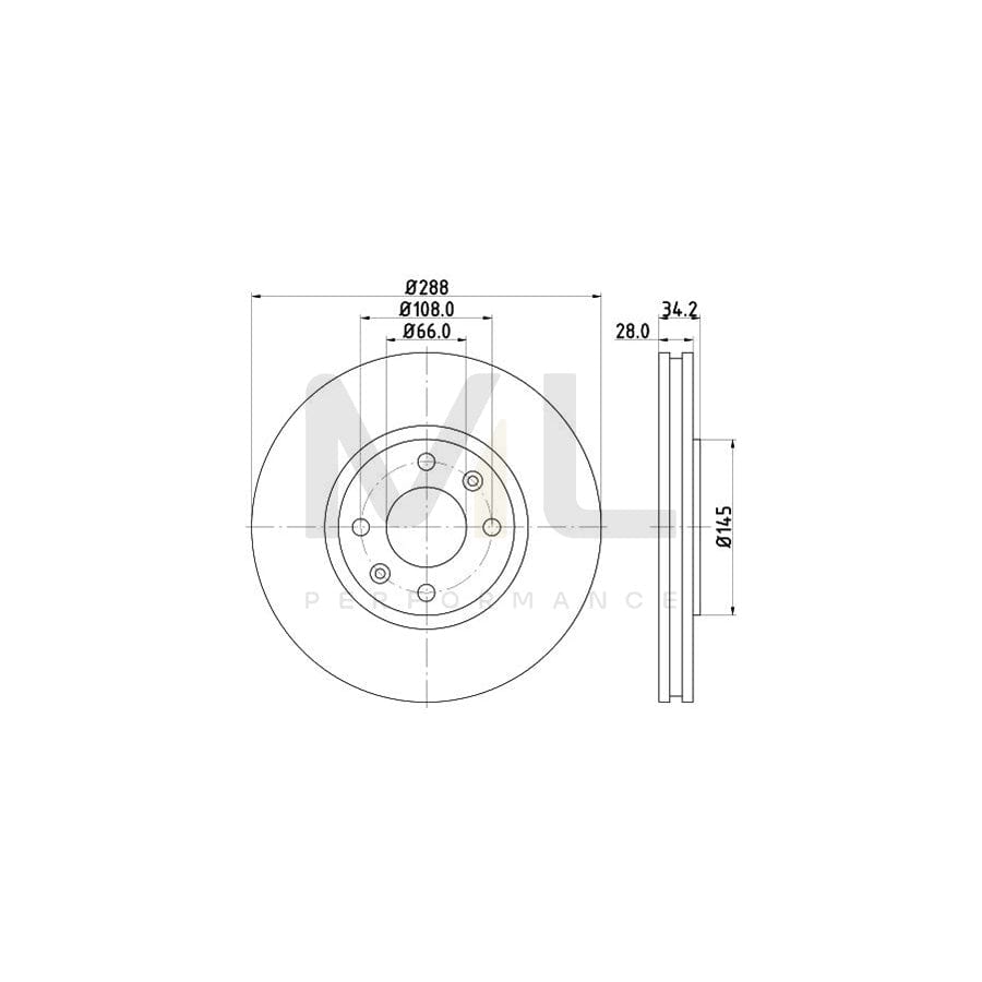 HELLA 8DD 355 107-841 Brake Disc Externally Vented, without wheel hub, without wheel studs | ML Performance Car Parts
