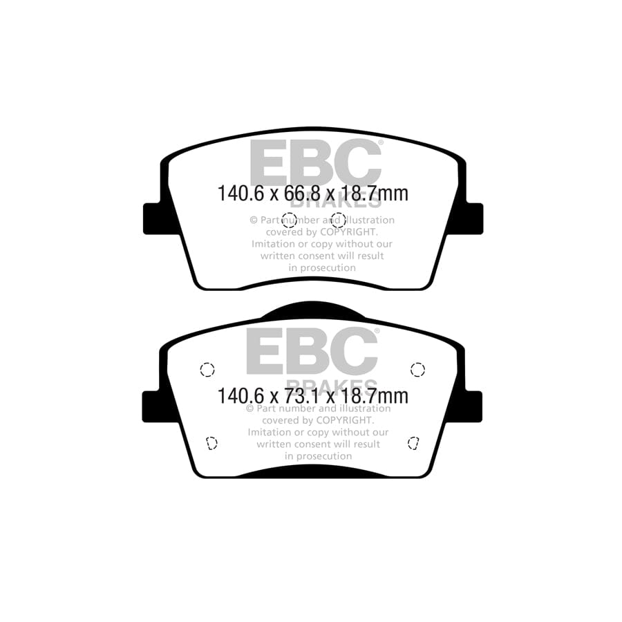 EBC PD03KF1645 Volvo XC40 Yellowstuff Front Brake Pad & Plain Disc Kit 2 | ML Performance UK Car Parts