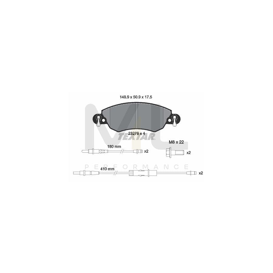 TEXTAR 2327601 Brake pad set for CITRO?N C5 I Hatchback incl. wear warning contact, with brake caliper screws