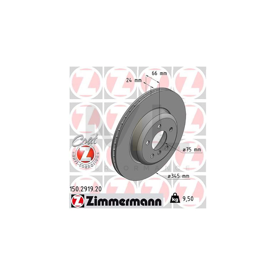 ZIMMERMANN COAT Z 150.2919.20 Brake Disc Internally Vented, Coated, High-carbon  - 1 piece
