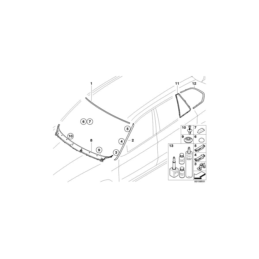 Genuine BMW 51368037155 E70 Finisher, Side Window, Rear Left ALU-SATINIERT (Inc. X5)