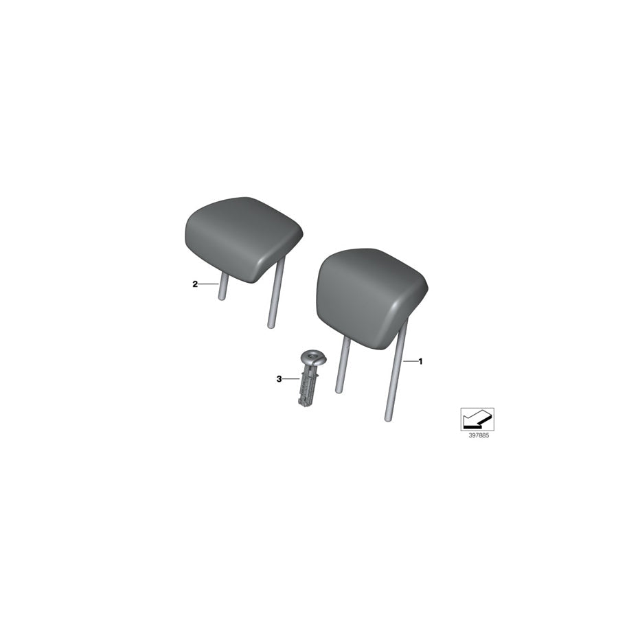 Genuine BMW 52207384966 F48 F45 F46 Head Restraint, Leather, Center SCHWARZ (Inc. X1 28i, X1 18d & 225i)
