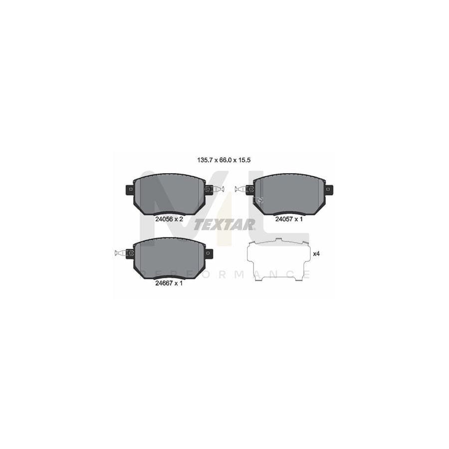 TEXTAR 2405601 Brake pad set with acoustic wear warning