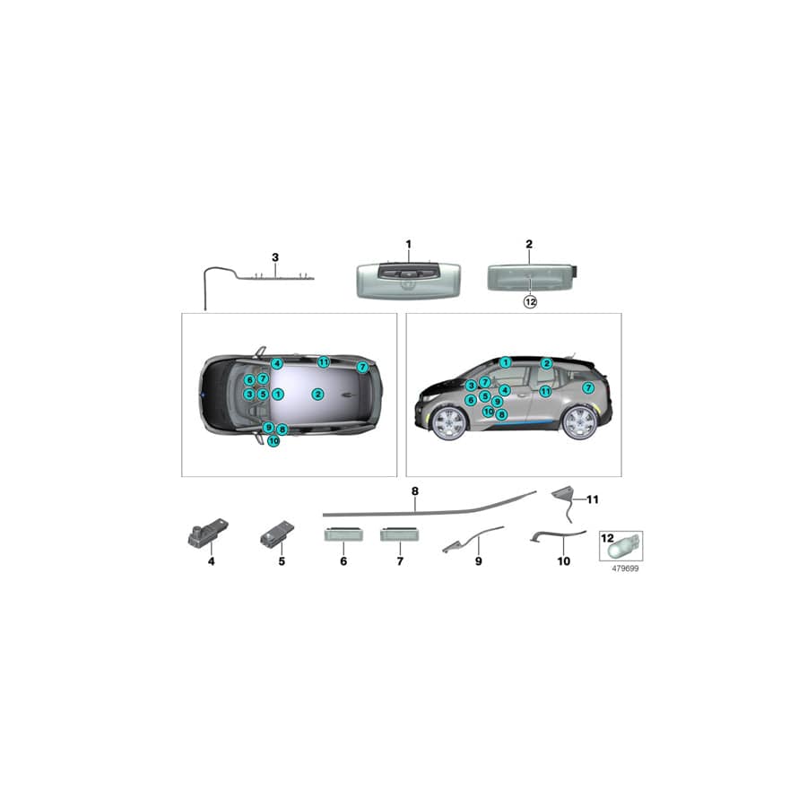Genuine BMW 63319259406 Optical Conduct, Door Opener, Rear Right (Inc. i3 94Ah, i3 60Ah & i3s 94Ah)