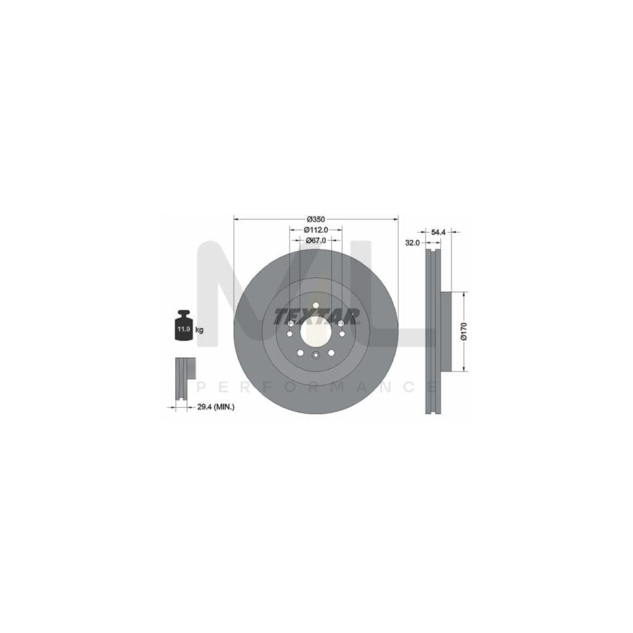 TEXTAR PRO+ 92284205 Brake Disc Internally Vented, Coated, High-carbon, without wheel hub, without wheel studs  - 1 piece
