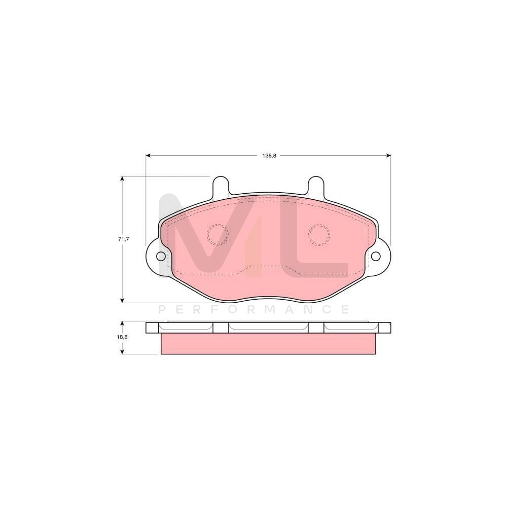 TRW Gdb1080 Brake Pad Set For Ford Transit Not Prepared For Wear Indicator