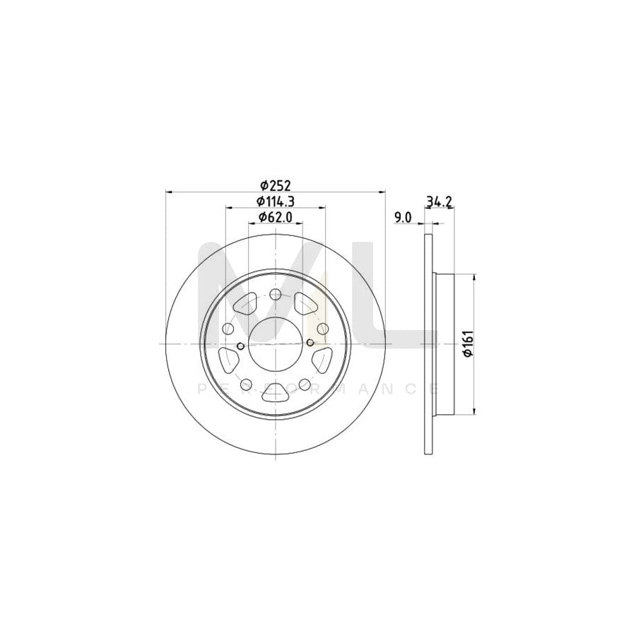 HELLA 8DD 355 132-191 Brake Disc for SUZUKI Swift V (AZ) Solid, Coated, without wheel hub, without wheel studs | ML Performance Car Parts
