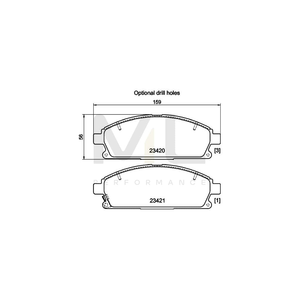 Hella 8DB 355 025-141 Brake Pad Set With Acoustic Wear Warning | ML Performance Car Parts