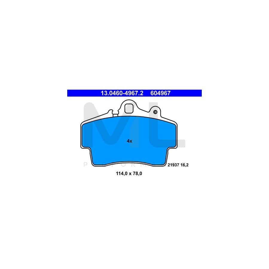 ATE 13.0460-4967.2 Brake pad set for PORSCHE Boxster (986) excl. wear warning contact, prepared for wear indicator