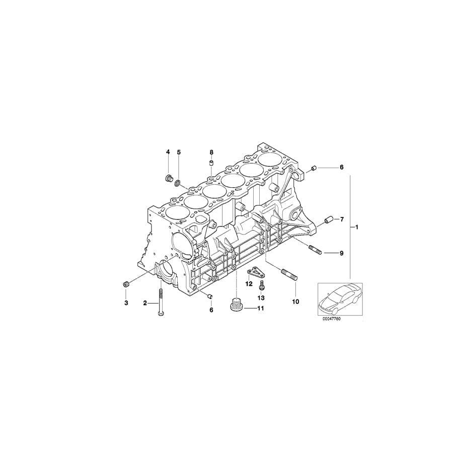 Genuine BMW 11117502917 E85 E60 E61 Engine Block With Piston (Inc. 525i, 325xi & Z4 2.5i)