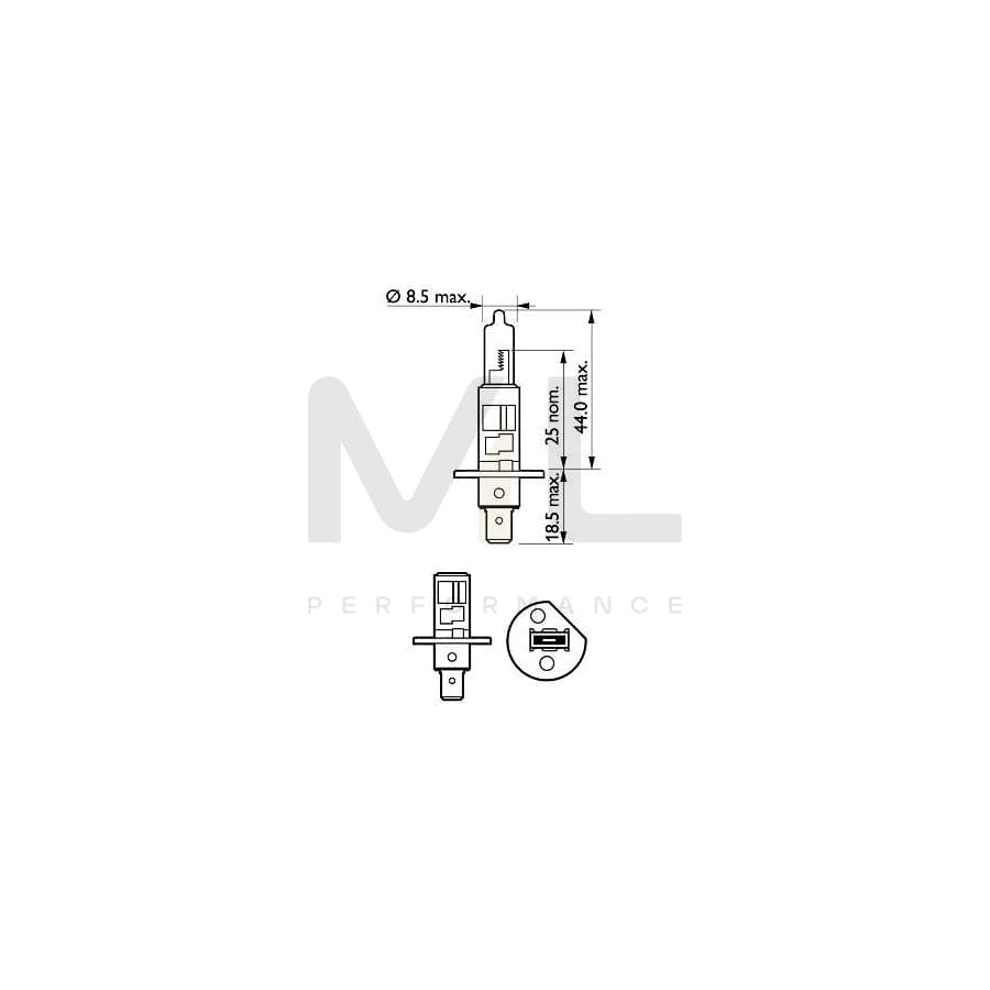 PHILIPS 12258XVPB1 Bulb, spotlight H1 12V 55W P14,5s Halogen