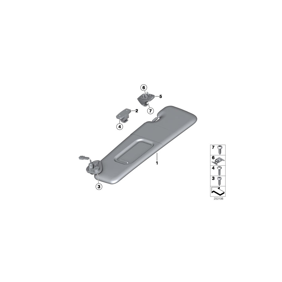 Genuine BMW 51168052475 F06 F13 Sun Visor With Label, Left ANTHRAZIT (Inc. 640iX, 650iX & Alpina B6)