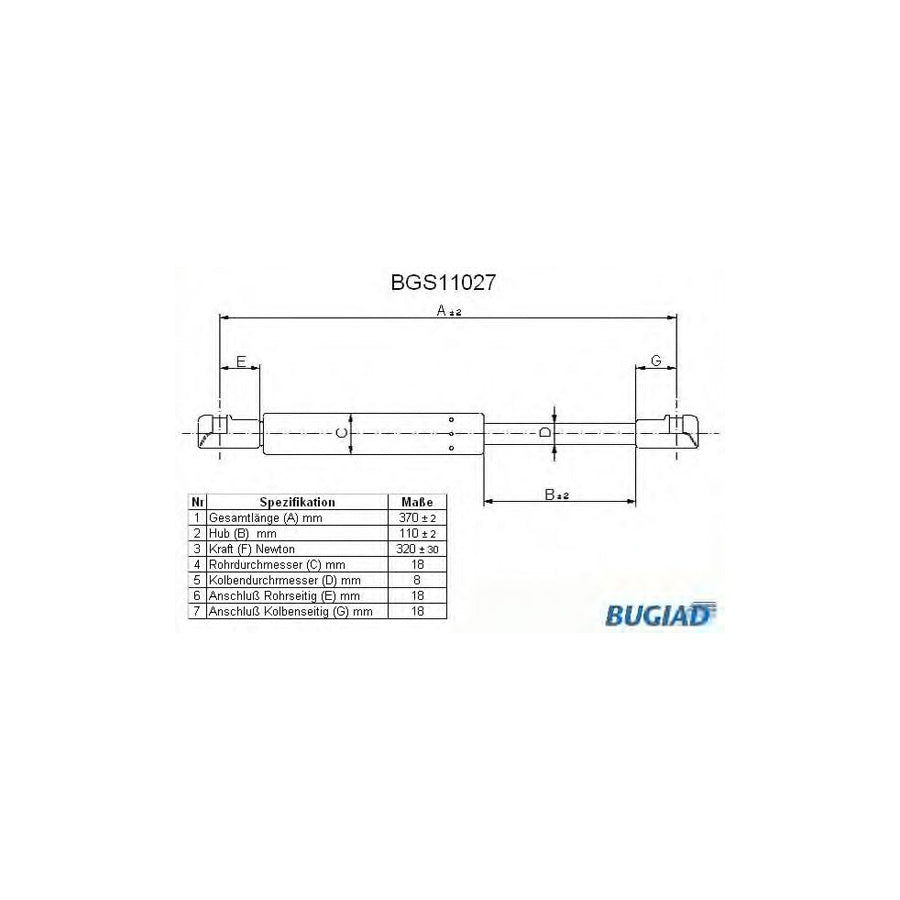 BUGIAD Bgs11027 Tailgate Strut for BMW 3 Coupe (E92)