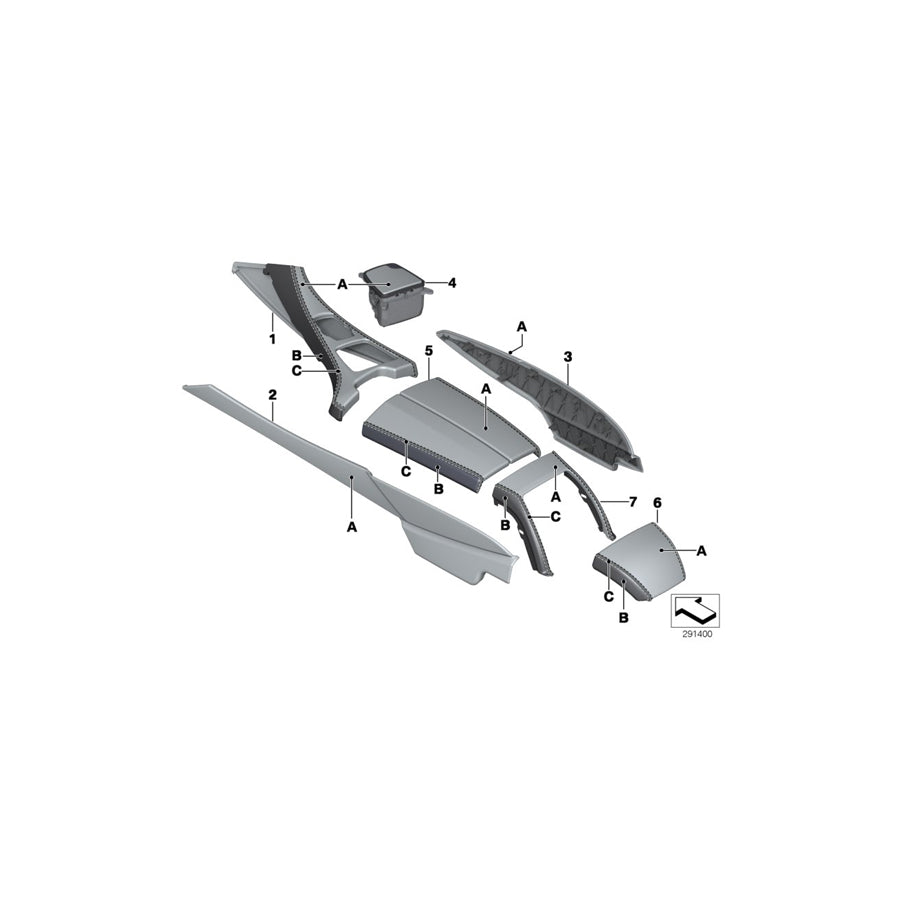 Genuine BMW 51168032958 Cover, Center Console, Leather, Rear INDIVIDUAL (Inc. 640iX, 650iX 4.4 & 650iX 4.0)