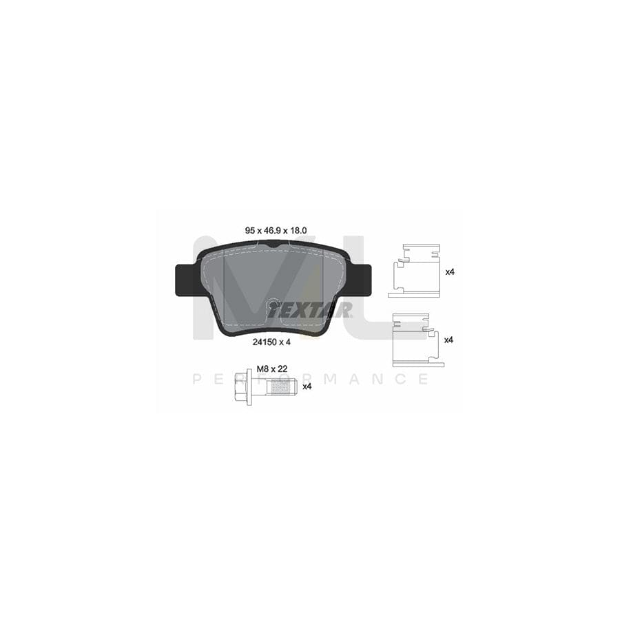 TEXTAR 2415001 Brake pad set not prepared for wear indicator, with brake caliper screws