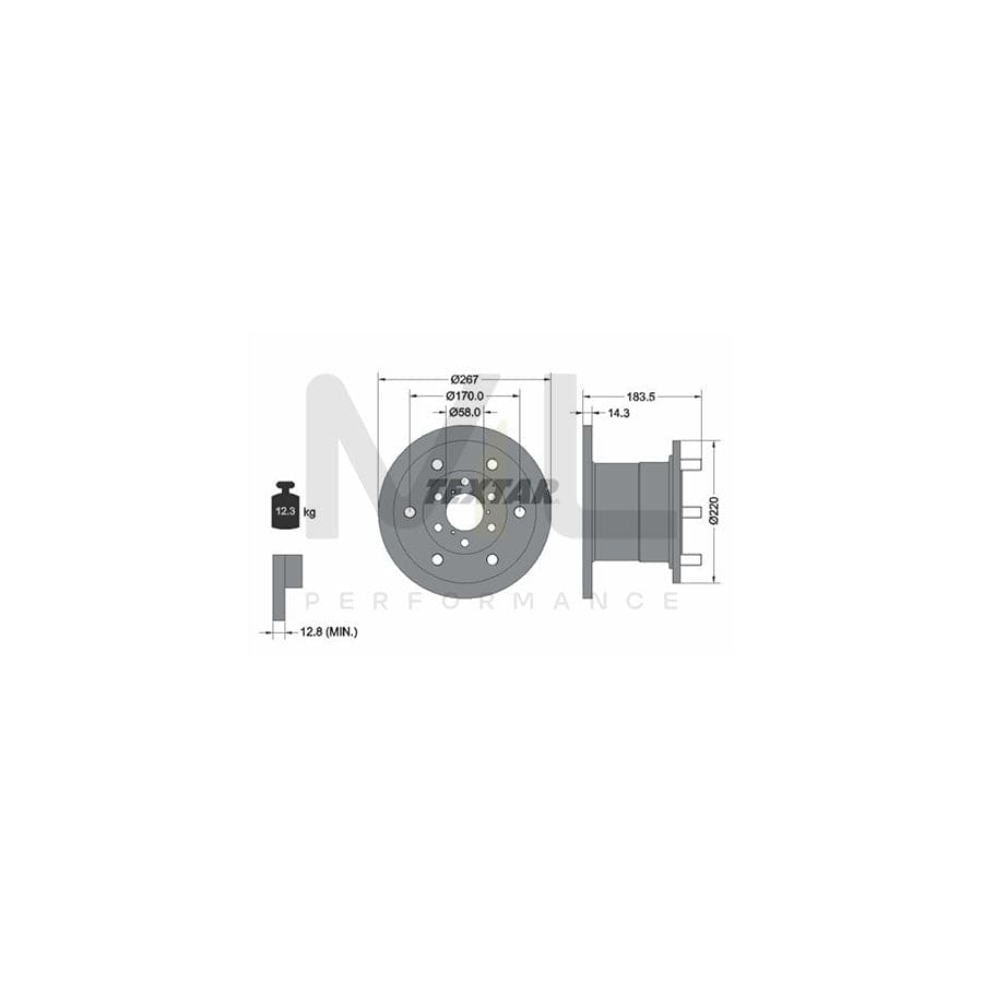 TEXTAR 93084400 Brake Disc for IVECO Daily Solid, with wheel studs, without wheel hub  - 1 piece