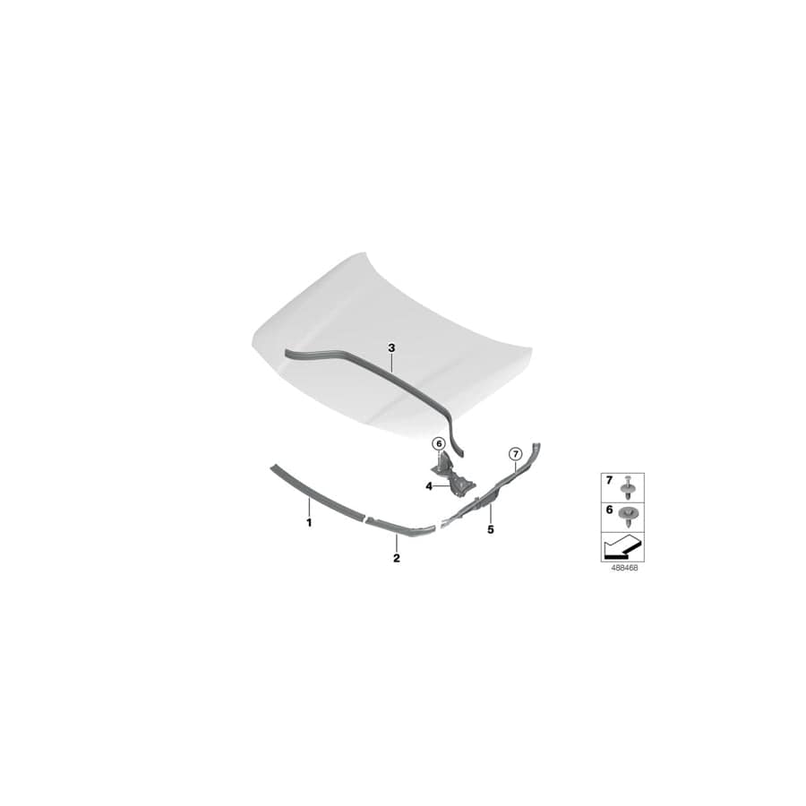 Genuine BMW 51767462096 F39 Right Front Engine Hood Sealing (Inc. X2 20dX, X2 20iX & X2 M35iX)