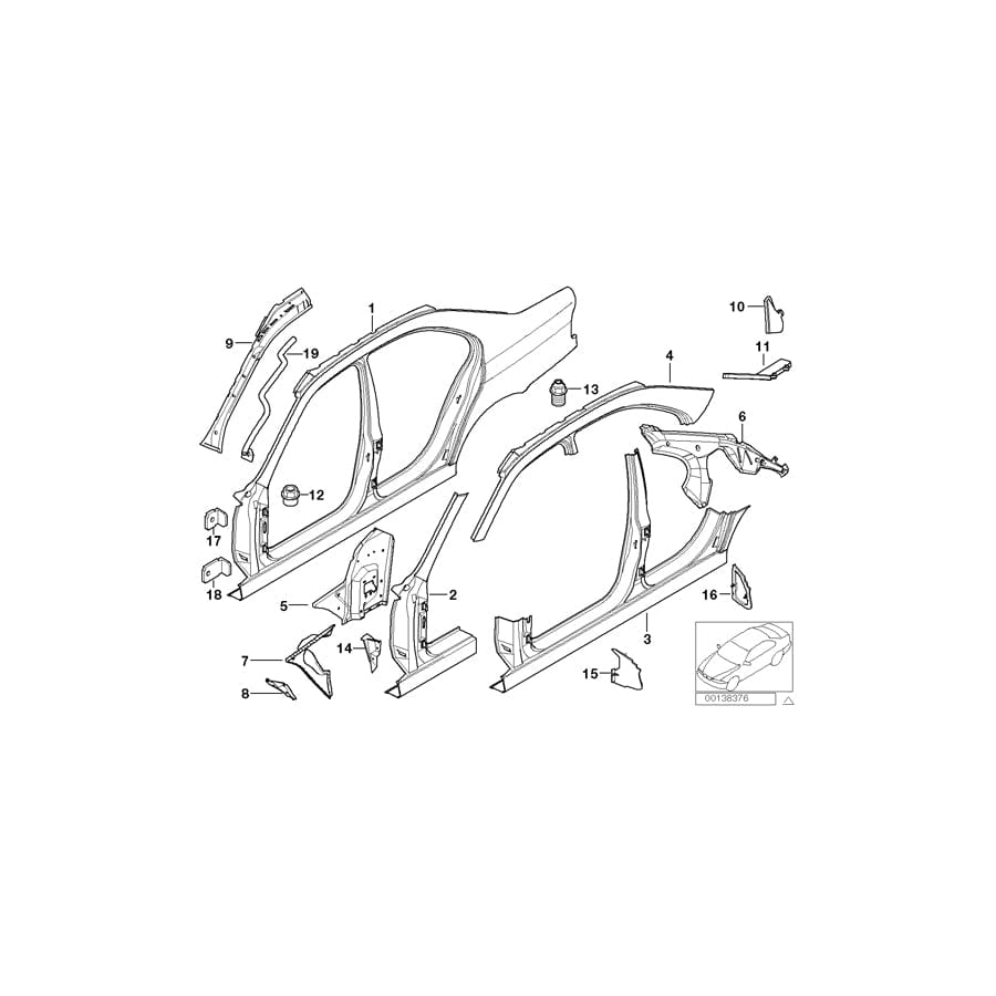Genuine BMW 41218252598 E39 Inner Right Apron (Inc. 525tds, 525td & 530i)