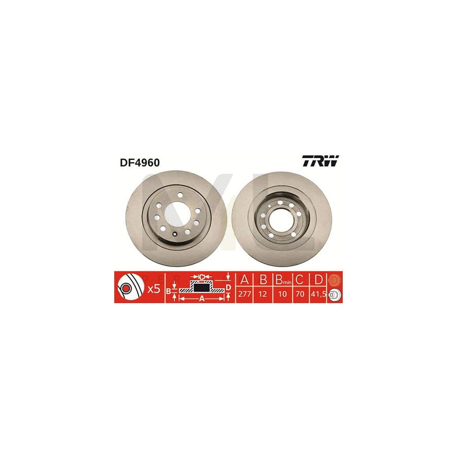 TRW DF4960 Brake Disc for OPEL GT Roadster (M07) Solid, Painted  - 1 piece