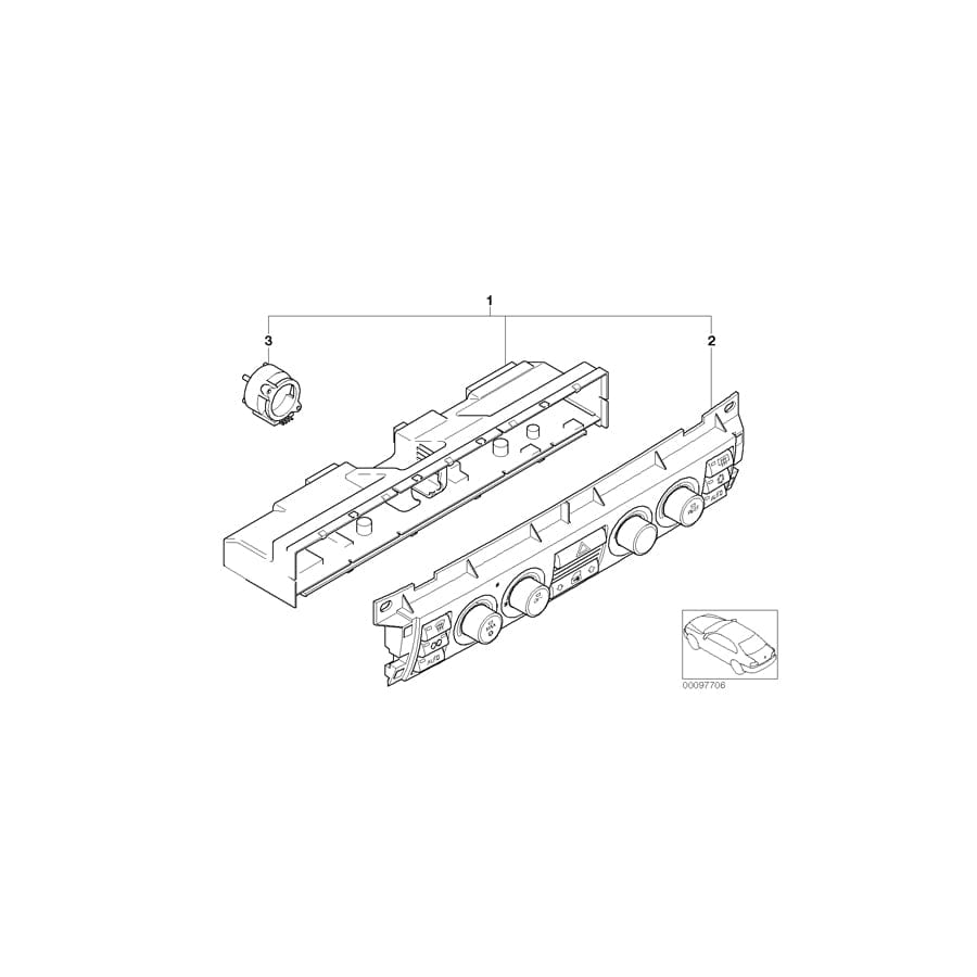 Genuine BMW 64116922970 E65 E67 E66 Front Plate, Contr. Auto Air Conditioner (Inc. 730d, 745i & 735Li)