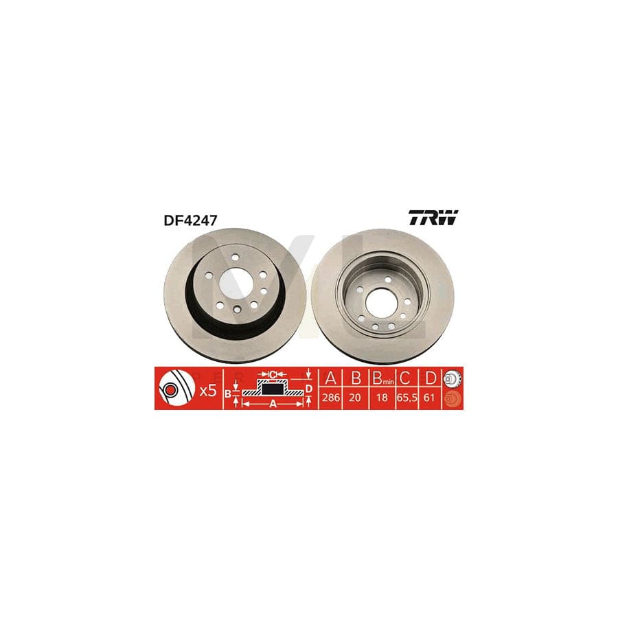 TRW DF4247 Brake Disc Vented, Painted, High-carbon  - 1 piece