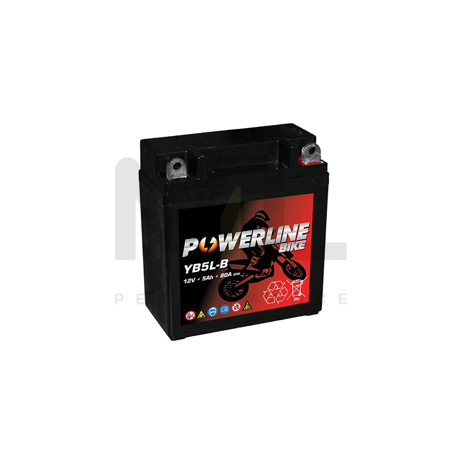 Powerline YB5L-B AGM Motorcycle Battery 12V 5Ah YB5LB