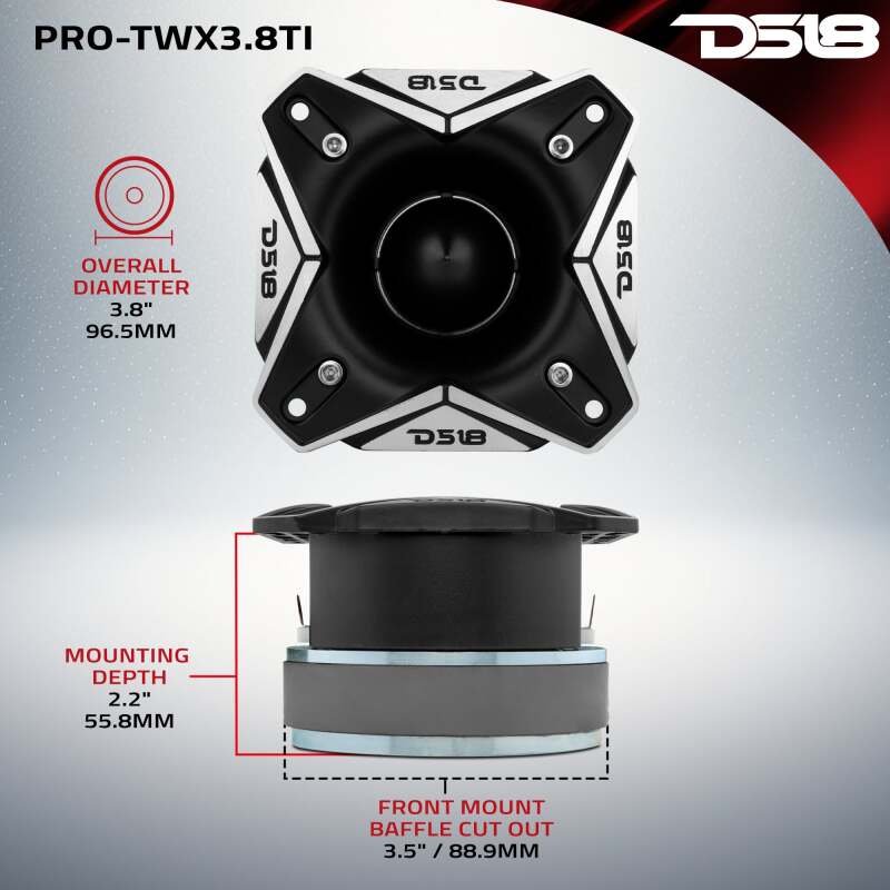 DS18 4in Super Bullet Tweeter 250 Watts RMS 1.5in Titanium Vc 8 ohm