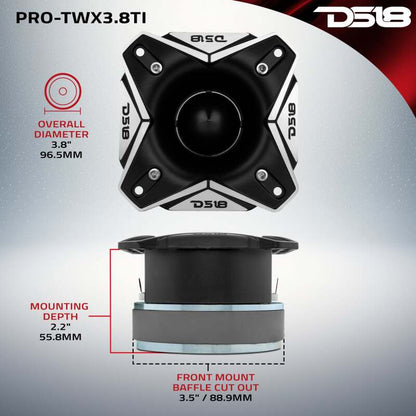 DS18 4in Super Bullet Tweeter 250 Watts RMS 1.5in Titanium Vc 8 ohm