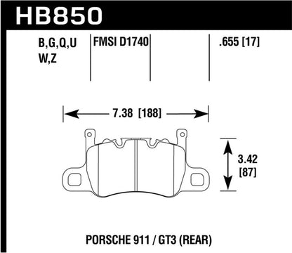 Hawk Performance Hawk Audi 14-19 Porsche 911 / 2016 Cayman / 17-19 Panamera PC Rear Brake Pads w/ Carbon Ceramics