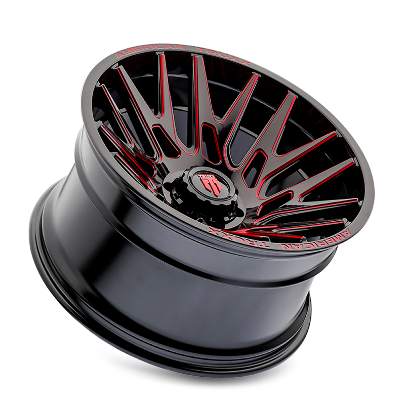 American Truxx AT1919 Evolution 22x12 / 8x165.1 BP / -44mm OS / 125.2mm Hub Gls Blk Prizm Red Wheel